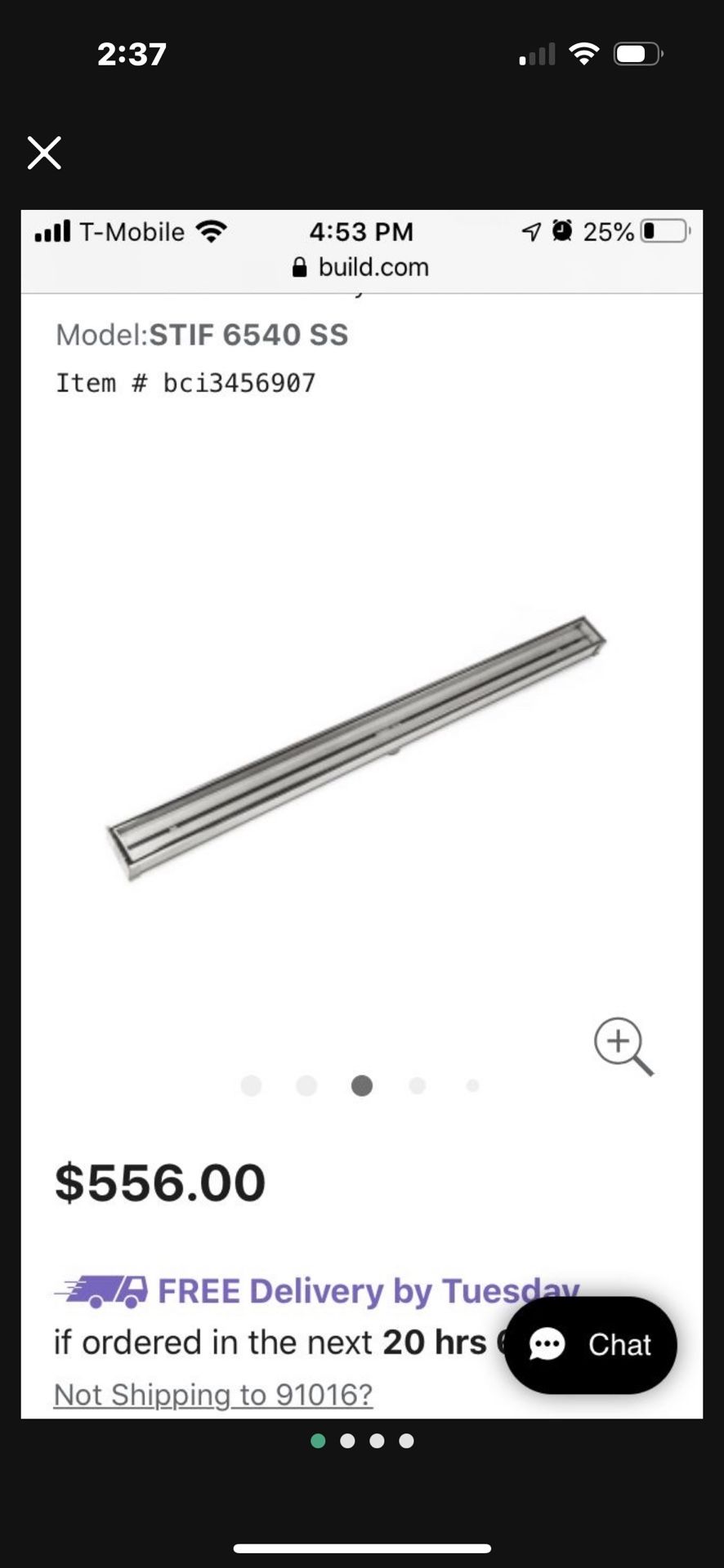 Infinity Drain stainless steel S-TIF 40" Drain Kit S-TIF 6540 SS