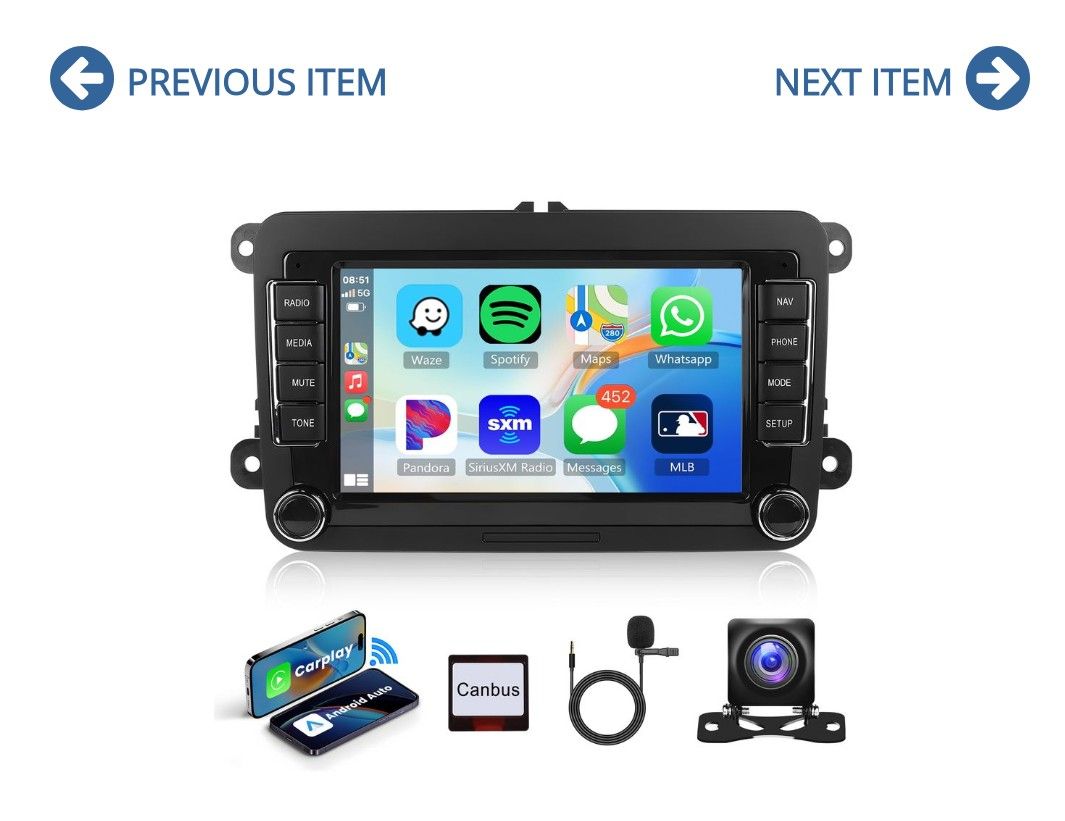 Lot # RO0348: 2G64G Android Car Stereo Radio for VW Passat Jetta Tiguan Golf MK5 MK6 T5 EOS Polo CarPlay Rimoody 7 Inch Touch Screen Android Auto GPS 