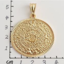 Aztec Calendar Pendant Only Gold-plated