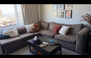 Large brown sectional couch