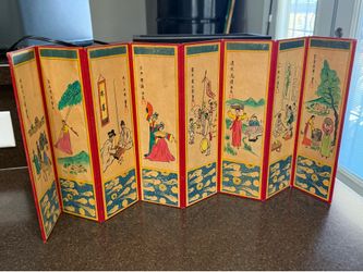 Vintage Korean 8 panel folding screen