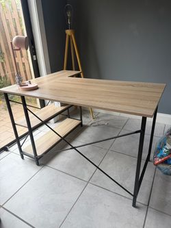 L-Shaped Desk with Side Shelves