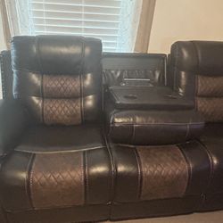 3 Piece Dark Brown Set , Reclining, Charging Living Room