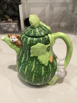Gourd & Mice Ceramic Teapot 10”T x 6.5”W (perfect condition! See photos!)