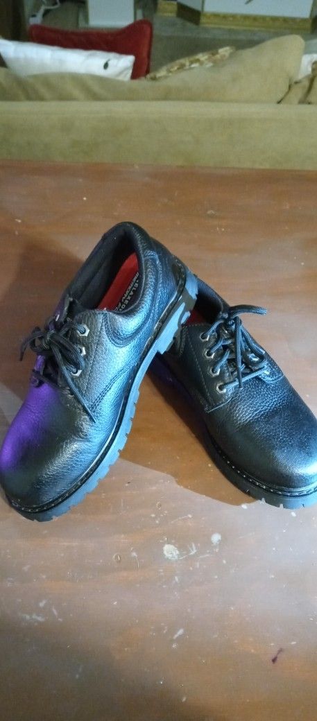 Sketcher Work Memory Foam - Leather Black Slip Resistant Shoes Wide
