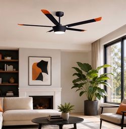 60 Inch Aluminum Blade Ceiling Fan with Light DC Motor Remote APP Control