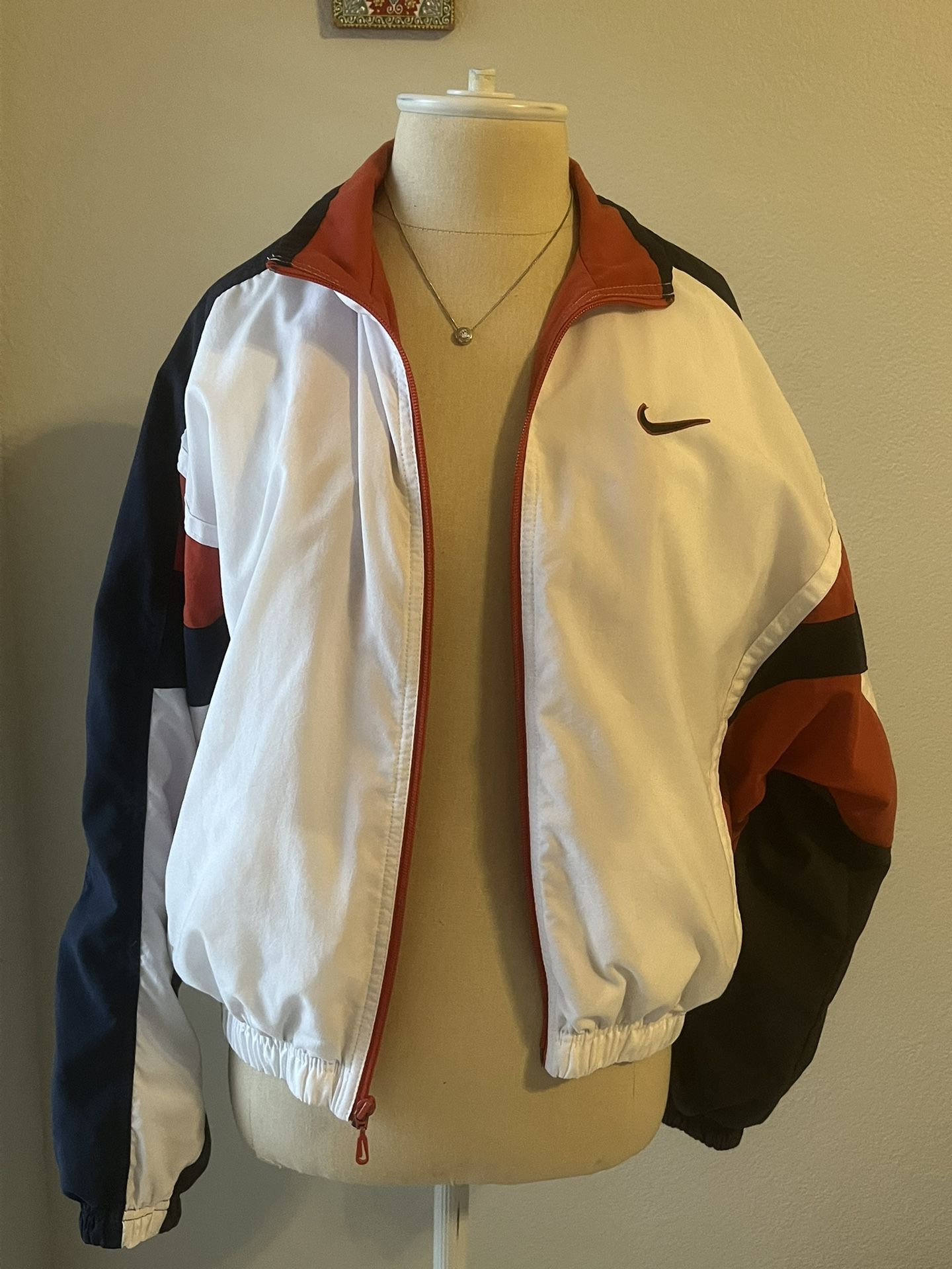 Vintage Nike Sz S Windbreaker Jacket burnt orange White/Black Full Zip 