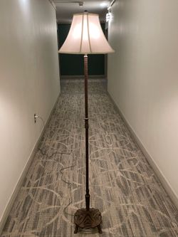 Vintage, Very Heavy (approx. 20 lbs.), Mid-Height (61"), SWIRL-PATTERN, Weathered DARK BRONZE FLOOR LAMP - firm posted price.