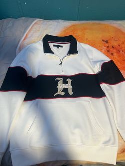 Tommy Hilfiger White & Navy Quarter-Zip Pullover Sweatshirt