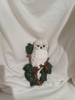 Vintage Ceramic Owl Figurine on Branch