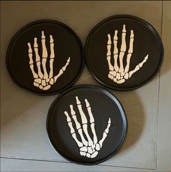 Set of 3 Black Skeleton Hand Plates