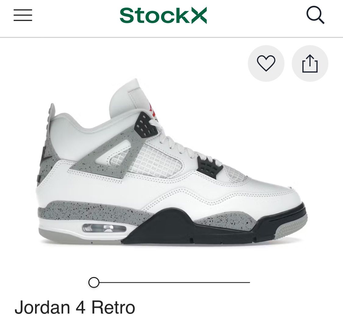 Jordan 4 White Cement Size 12