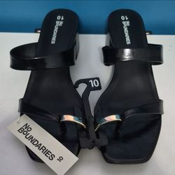 No Boundaries Black Slide Sandals Size 10