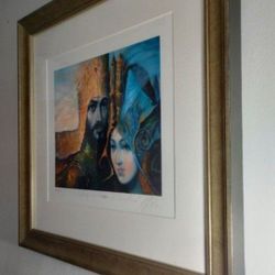 FRAMED - MATED SIGNED LITHOGRAPH ARTWORK 20"×18"