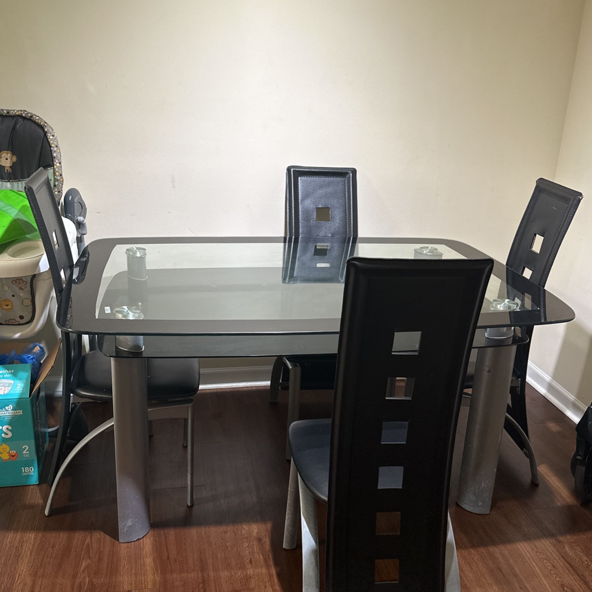 Black Kitchen Glass Table 4 Chairs