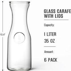 6 Glass Water Carafes (1L)