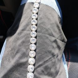 Tennis Bracelet Metal Silver Cubic 