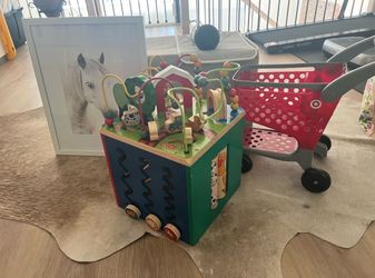 Busy block / wooden toy / toy storage bundle