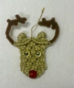 Vintage Handmade Crochet Ornament Rudolph the Reindeer
