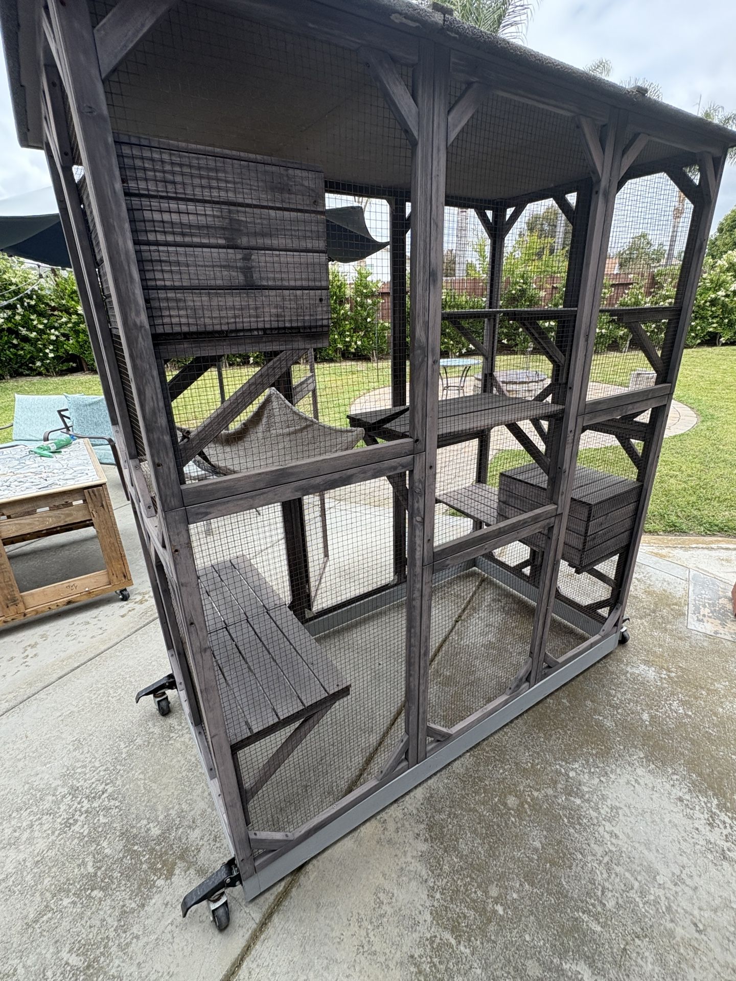 Cat Cando Catio Chicken Coop 7 71.1"L Walk-in Extra Large Outdoor Cat Enclosure Connected To House