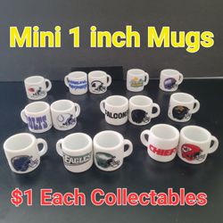🔥 $1 Each Collectible Mini Mug 1 Inch Mini Miniature Decor Christmas Present Stocking Stuffer NFL & SpongeBob Coffee Cup

