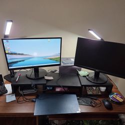 Two Acer 21.5 Inch monitors on A Dual Monitor Stand