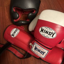 Windy Muay Thai Gear Set – Gloves + Shin Guards + Headgear 