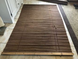2 brown roll up bamboo blinds 78” long x 50 3/4”wide