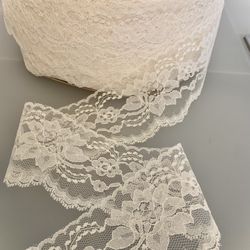 5 Yds of 3” Flat Scalloped Lace - Ivory, White or Beige #033024A5