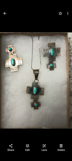 Turquoise Necklace And Earrings From San Antonio Texas