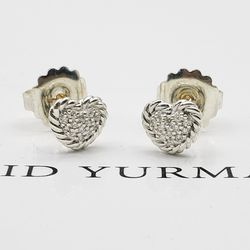 David Yurman Sterling Silver Heart Earrings 