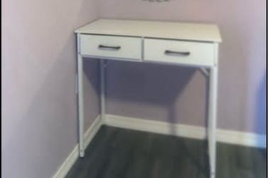 Mini Vanity Desk with Fabric Drawers + Bonus Mirror