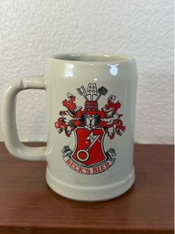 The product is a stoneware beer mug stein -brand Beck's Bier