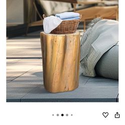 Synthetic Concrete Wood 17.9 Inch High Side Table Statue 