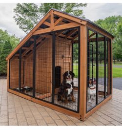 Backyard Discovery 7' x 5' Cedar Wood Dog Kennel w/ Feeding Door Brand New In Box!