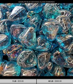 AZURLITE DIAMONDS FIRE GLASS - 30 lbs