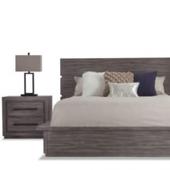 King Bed Set, Grey Wood 