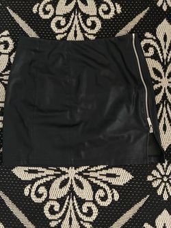Black Faux Leather Mini Skirt with Side Zipper