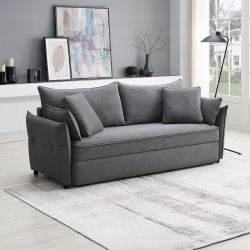 Sofa Bed Grey fabric, Sleeper bed 54"x75"X24"h. New Especial price