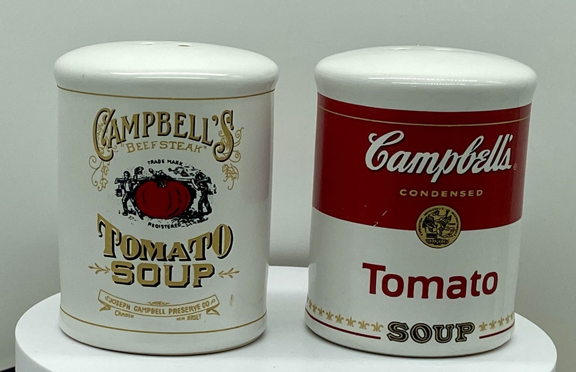 Ceramic Salt & Pepper Shaker Set Campbell's Tomato Soup Cans Set 2000 