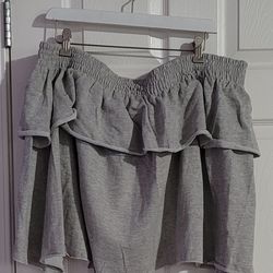 JOLIE & JOY Light Heather Grey Ruffle Skirt 2X
