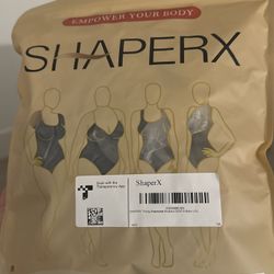 NIP SHAPERX Bodysuit Tummy Control Shapewear Thong Bodysuit L/XL Black