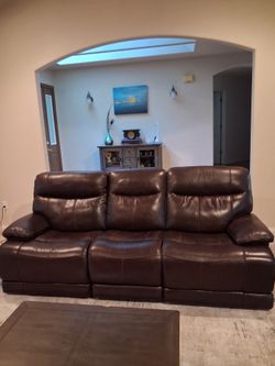 3 seat leather electric recliners couch
