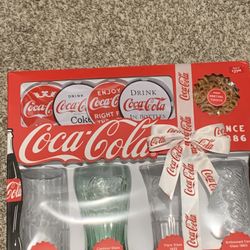 Coke Cola Vintage Glasses With Coasters 