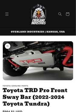 2022-25 Toyota Tundra Trd front sway bar w/links