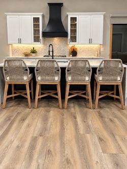 MOVING SALE! Set of 4 Designer Loom Barstools – Retail $3,196 – ONLY $250!