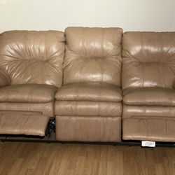 100 Percent Genuine Leather Recliner Sofa 