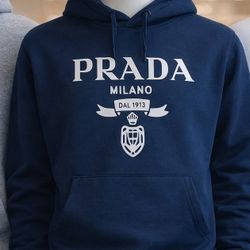 New Custom Blue Xl Unisex Prada Hoodie 