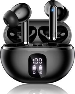 Wireless Earbuds, Bluetooth 5.4 Headphones with 50H Playback, Deep Bass Black