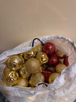 Gold and Red Christmas Ornament Ball Set